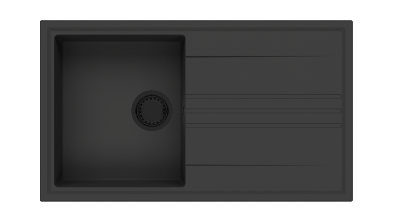 GraniteMy Vesi granit construcție lavoar negru 86x50cm cu scurgere reversibilă cu dop negru 1208967288