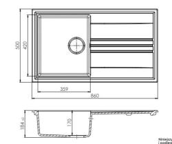 GraniteMy Vesi extra superficial chiuvetă din granit de suprafață albă 86x50cm cu scurgere reversibilă cu dop auriu 1208967293