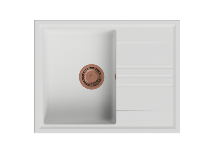 GraniteMy Vesi bazin de granit alb de suprafață 64x50cm cu picurator reversibil cu plug de cupru 1208967301