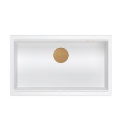 Quadri Newport II chiuvetă mare și adâncă din granit pentru montare superioară și inferioară, chiuvetă albă 76x45cm cu dop de cupru 1208967304