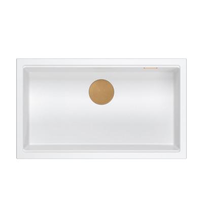 Quadri Newport II chiuvetă mare și adâncă din granit pentru montare superioară și inferioară, chiuvetă albă 76x45cm cu dop de cupru 1208967304