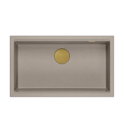 Quadri Newport II chiuvetă mare și adâncă din granit, montare deasupra și dedesubt, culoare taupe, dimensiuni 76x45cm, cu dop auriu 1208967309.