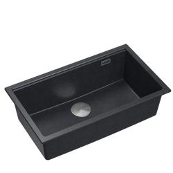 Quadri Newport II chiuvetă mare și adâncă din granit pentru montare pe blat și sub blat, antracit, dimensiuni 76x45cm, cu dop din inox 1208967313.