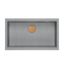 Quadri Newport II chiuvetă mare și adâncă granit montare pe blat și sub blat gri chiuvetă 76x45cm cu dop de cupru 1208967314