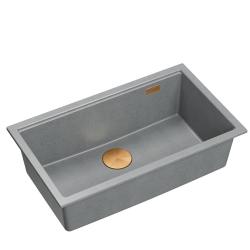 Quadri Newport II chiuvetă mare și adâncă granit montare pe blat și sub blat gri chiuvetă 76x45cm cu dop de cupru 1208967314
