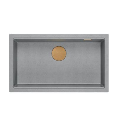 Quadri Newport II chiuvetă mare și adâncă granit montare pe blat și sub blat gri chiuvetă 76x45cm cu dop de cupru 1208967314
