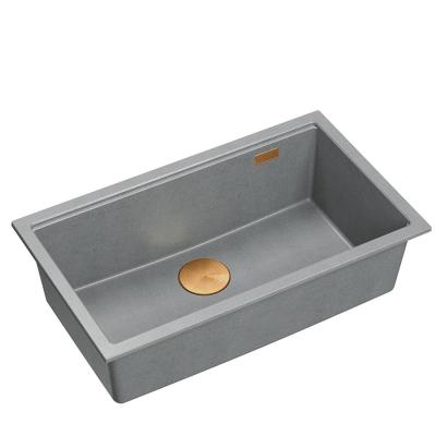 Quadri Newport II chiuvetă mare și adâncă granit montare pe blat și sub blat gri chiuvetă 76x45cm cu dop de cupru 1208967314