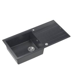 Quadri Luton chiuvetă de montare din granit antracit cu scurgător reversibil 100x50cm cu dop din inox 1208967320