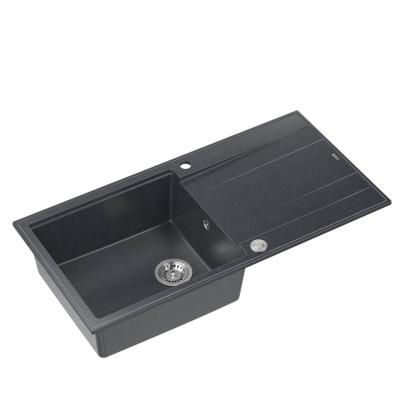 Quadri Luton chiuvetă de montare din granit antracit cu scurgător reversibil 100x50cm cu dop din inox 1208967320