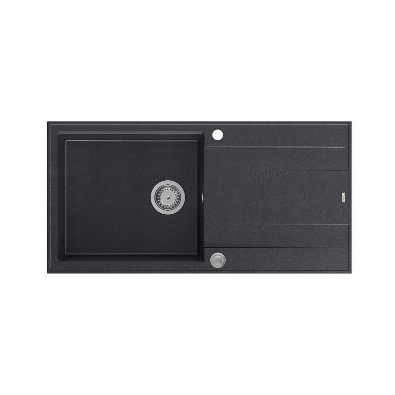 Quadri Luton chiuvetă de montare din granit antracit cu scurgător reversibil 100x50cm cu dop din inox 1208967320