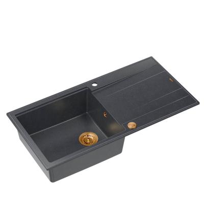 Quadri Luton chiuvetă de granit antracit cu scurgător reversibil 100x50cm cu dop de cupru 1208967321