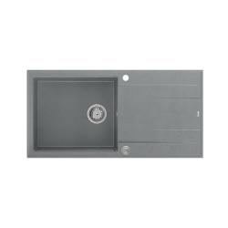 Quadri Luton chiuvetă din granit gri cu scurgător reversibil 100x50cm cu dop din inox 1208967323