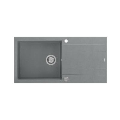 Quadri Luton chiuvetă din granit gri cu scurgător reversibil 100x50cm cu dop din inox 1208967323