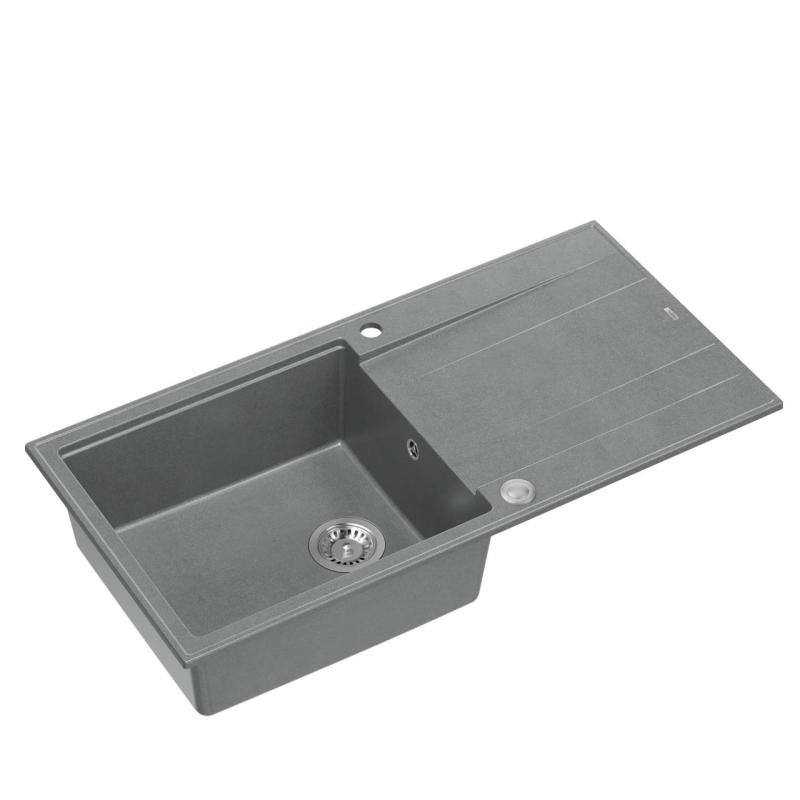 Quadri Luton chiuvetă din granit gri cu scurgător reversibil 100x50cm cu dop din inox 1208967323