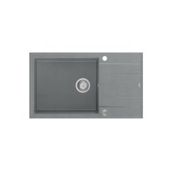 Quadri Luton chiuvetă mare de blat din granit gri cu suprafață de scurgere reversibilă 86x50cm cu dop din inox 1208967330