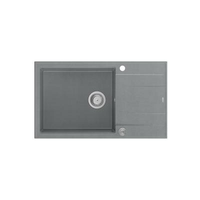 Quadri Luton chiuvetă mare de blat din granit gri cu suprafață de scurgere reversibilă 86x50cm cu dop din inox 1208967330