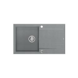 Quadri Luton chiuvetă de bucătărie montată pe blat din granit gri cu suprafață de scurgere reversibilă 86x50cm cu dop inox 1208967340