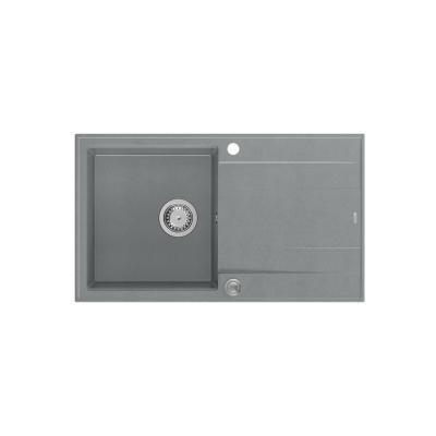Quadri Luton chiuvetă de bucătărie montată pe blat din granit gri cu suprafață de scurgere reversibilă 86x50cm cu dop inox 1208967340