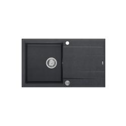 Quadri Luton spoelbak van antraciet graniet met afdruipvlak, omkeerbaar, 86x50 cm, met roestvrijstalen plug 1208967343