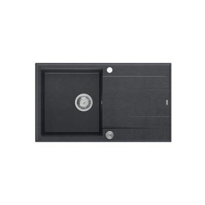 Quadri Luton spoelbak van antraciet graniet met afdruipvlak, omkeerbaar, 86x50 cm, met roestvrijstalen plug 1208967343