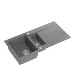 Quadri Luton chiuvetă de suprafață 1,5 cuve din granit gri cu scurgător reversibil 100x50cm cu dop din oțel inoxidabil 1208967350.
