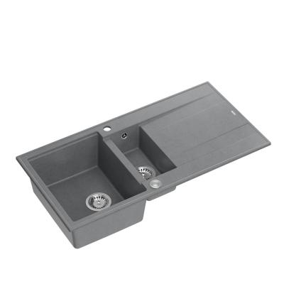 Quadri Luton chiuvetă de suprafață 1,5 cuve din granit gri cu scurgător reversibil 100x50cm cu dop din oțel inoxidabil 1208967350.