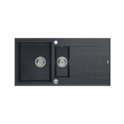 Quadri Luton chiuvetă din granit antracit, montaj pe blat, 1,5 cuvă cu suprafață de scurgere reversibilă, 100x50 cm, cu dop din inox 1208967353