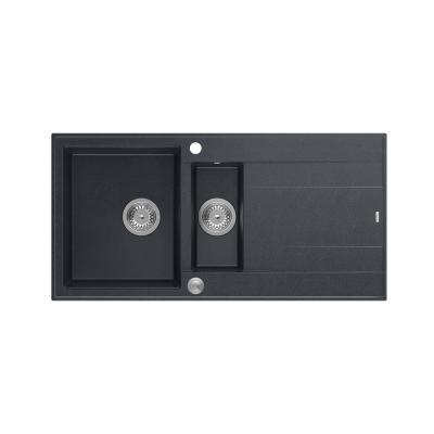 Quadri Luton chiuvetă din granit antracit, montaj pe blat, 1,5 cuvă cu suprafață de scurgere reversibilă, 100x50 cm, cu dop din inox 1208967353