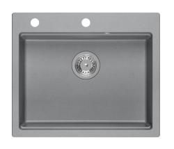 Quadri Durham grijs graniet inbouw spoelbak 595x500 met zeepdispenser, snijplank en rolmat 1208967378