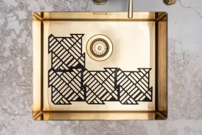 Magisso Happy Sink puzzel zwarte bodembeschermer, set van 4 stuks voor gootsteen, zwart, 32,5 x 32,5 cm, 1208967385