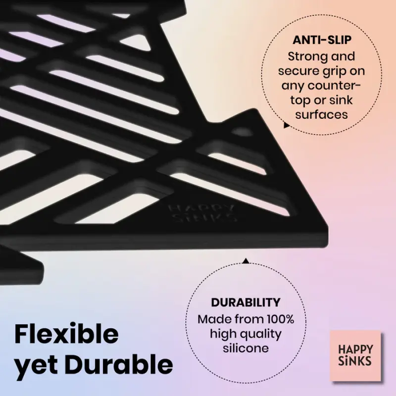 Magisso Happy Sink puzzel zwarte bodembeschermer, set van 4 stuks voor gootsteen, zwart, 32,5 x 32,5 cm, 1208967385