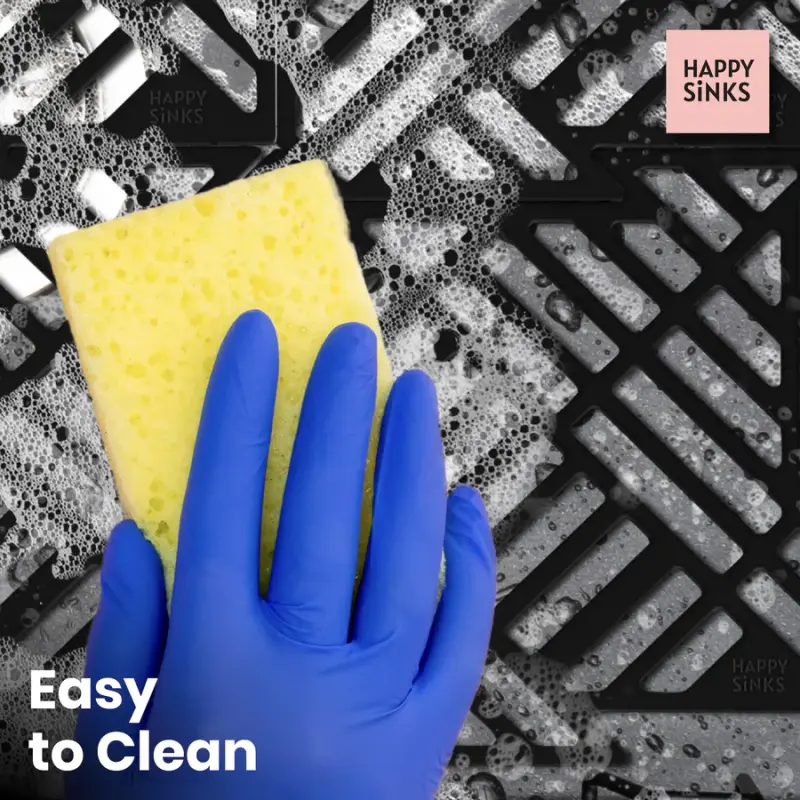 Magisso Happy Sink puzzel zwarte bodembeschermer, set van 4 stuks voor gootsteen, zwart, 32,5 x 32,5 cm, 1208967385