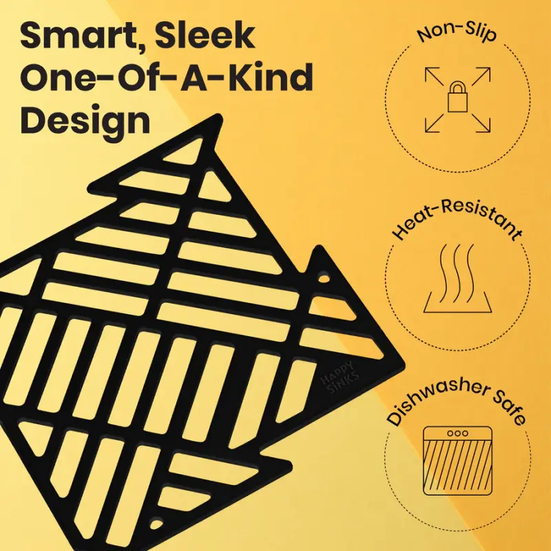 Magisso Happy Sink puzzel zwarte bodembeschermer, set van 4 stuks voor gootsteen, zwart, 32,5 x 32,5 cm, 1208967385