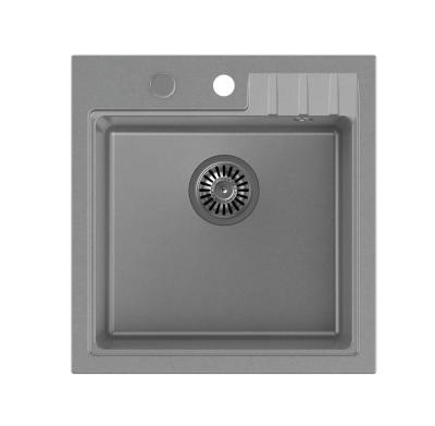 Quadri Cardigan gri chiuvetă din granit încorporată 50x52cm cu banc de robinet 1208967395