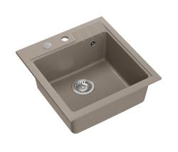 Quadri Cardigan taupe granieten inbouw spoelbak 50x52cm met kraangatbank 1208967396