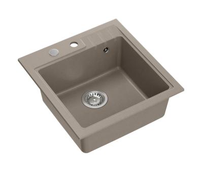 Quadri Cardigan taupe granieten inbouw spoelbak 50x52cm met kraangatbank 1208967396