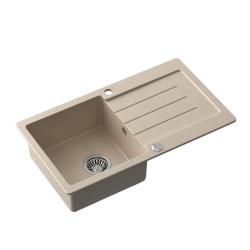 Quadri Kendal chiuvetă din granit bej nisip cu scurgător 77x44cm reversibilă 1208967399