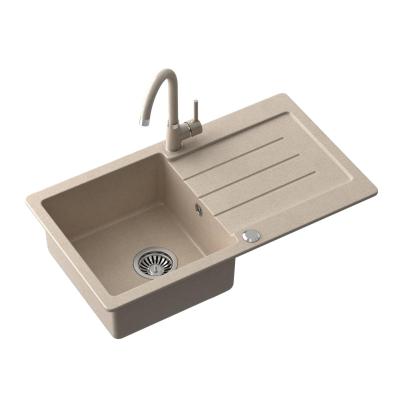 Quadri Kendal chiuvetă din granit bej nisip cu scurgător 77x44cm reversibilă 1208967399