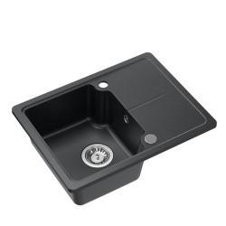 Quadri Kendal antraciet granieten spoelbak 58x44cm met afdruipgedeelte 1208967403