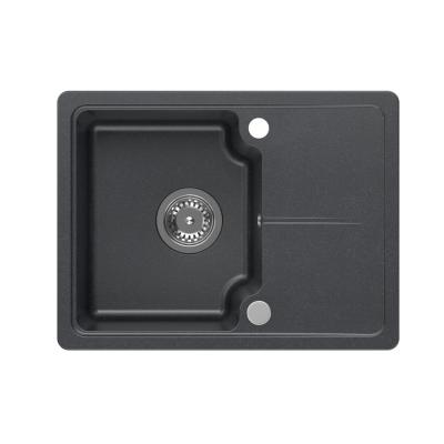 Quadri Kendal antraciet granieten spoelbak 58x44cm met afdruipgedeelte 1208967403