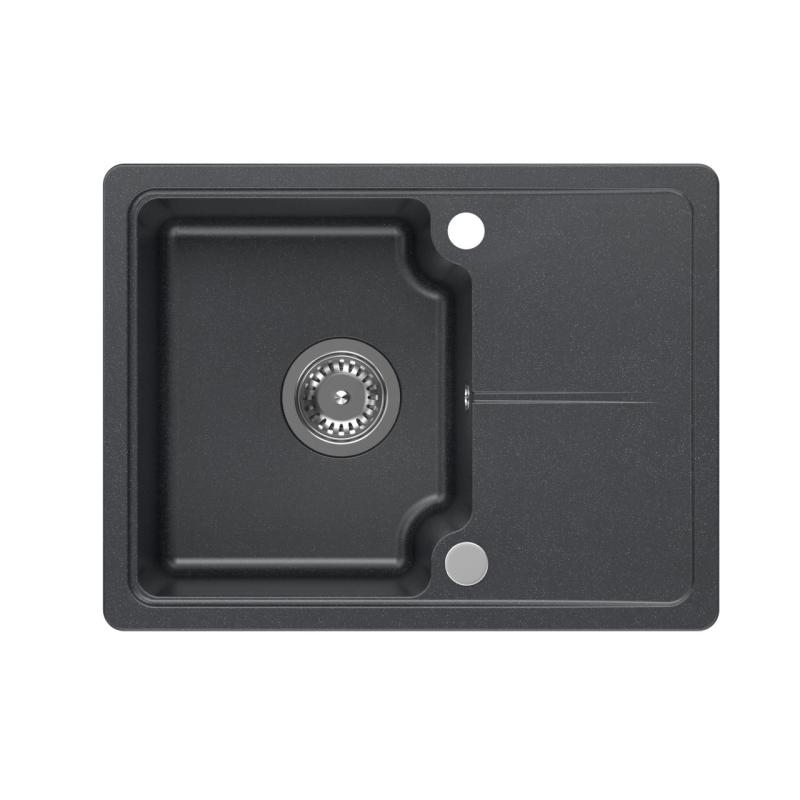 Quadri Kendal antraciet granieten spoelbak 58x44cm met afdruipgedeelte 1208967403
