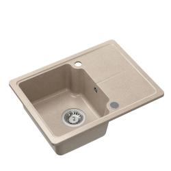 Quadri Kendal beige nisip granit chiuvetă de bucătărie 58x44cm cu scurgător 1208967405