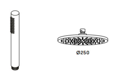 Waterevolution Flow combinație de duș cu duș tip ploaie cromat 250mm T141N2501