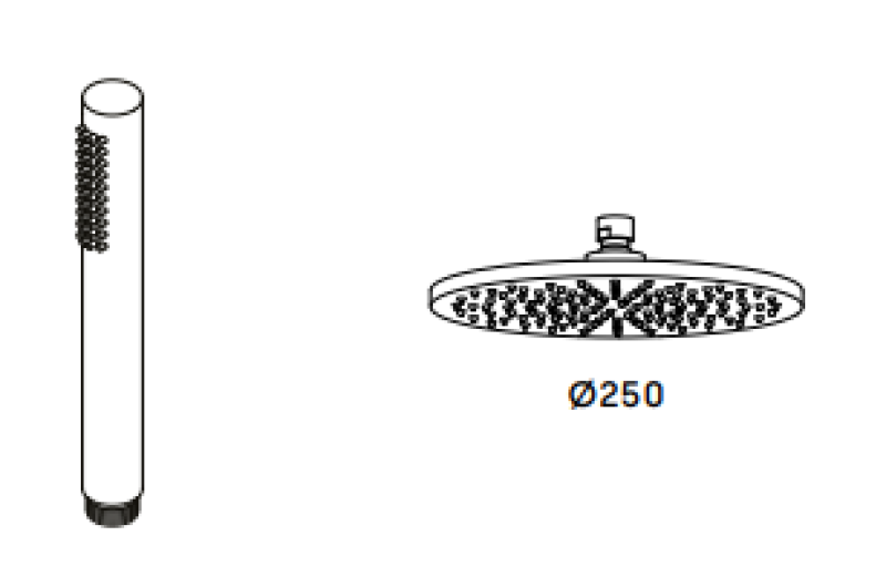 Combinatie de duș Waterevolution Flow cu duș de ploaie în alb mat 250mm T141N25BR