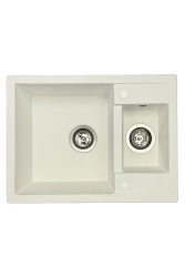 GraniteMy Smart extra superficială 1,5 chiuvetă de bucătărie din granit alb 58x44cm 1208967418