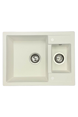 GraniteMy Smart extra superficială 1,5 chiuvetă de bucătărie din granit alb 58x44cm 1208967418
