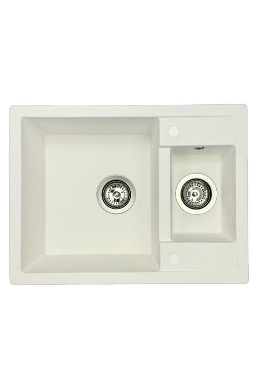 GraniteMy Smart extra superficială 1,5 chiuvetă de bucătărie din granit alb 58x44cm 1208967418