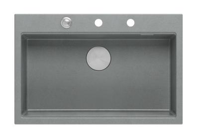 Quadri Hard Rock gri granit chiuvetă de suprafață mare 76x50cm inclusiv dop din inox și accesorii 1208967430