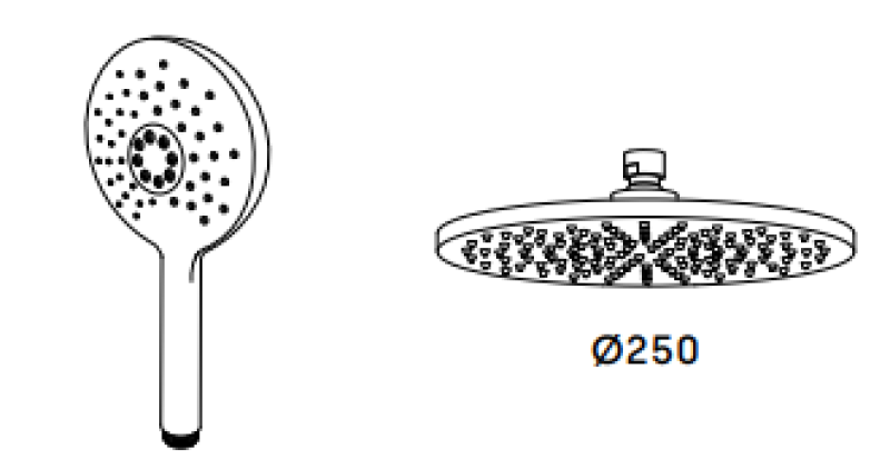 Combinație de duș Waterevolution Flow cu duș de ploaie cromat 250mm T141NR2501