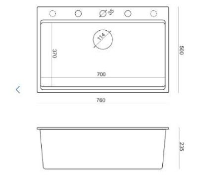 Quadri Hard Rock antraciet granieten opbouw grote spoelbak 76x50cm inclusief roestvrijstalen plug en accessoires 1208967442